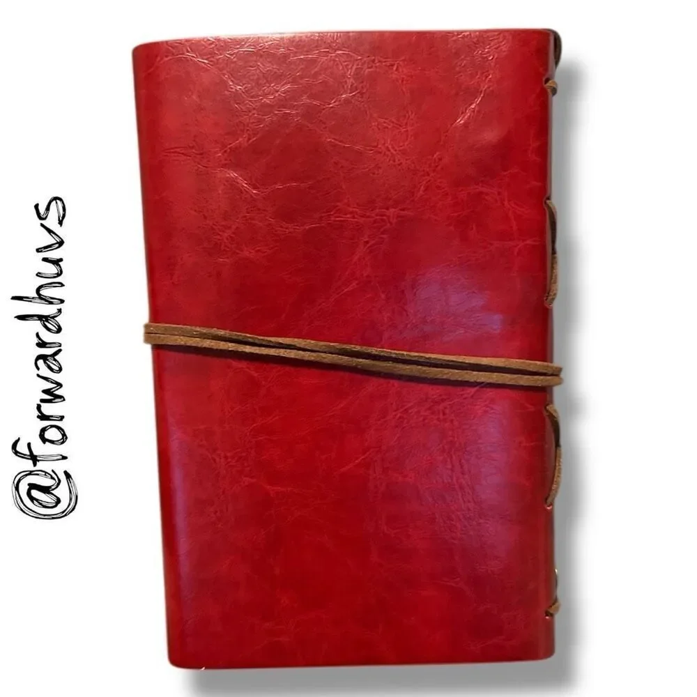 Red PU Leather Notebook - Sketchbook - Unlined Blank Page Notebook